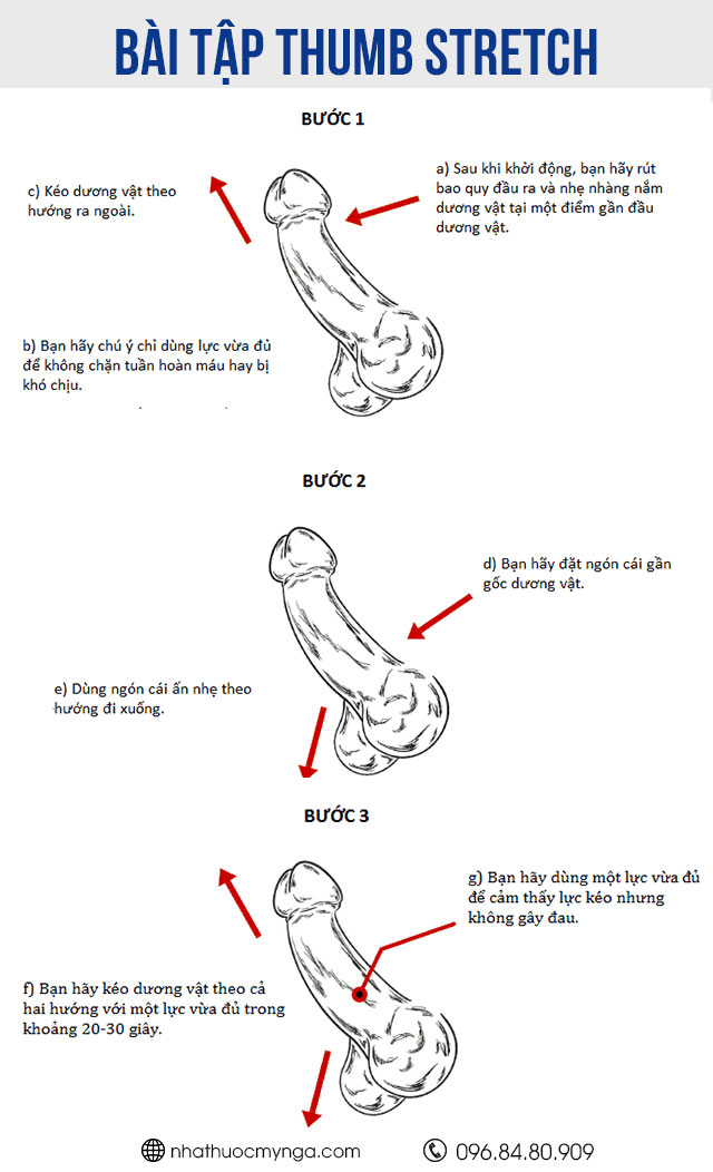 Cách làm dương vật to bằng bài tập Thumb Stretcher